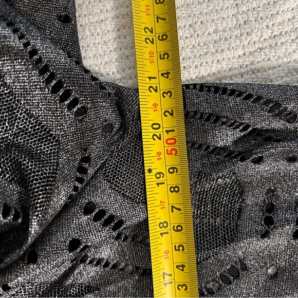 Chico's Traveller’s Cardigan Women’s SZ 2 (large) Deco Lace Silver Black Holiday - Picture 7 of 12